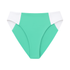 Green bikini bottom with white accents on a white background
