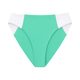 Green bikini bottom with white accents on a white background