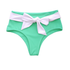 Green bikini bottom with a white bow on a white background