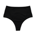 Black high-waisted bikini bottom on a white background