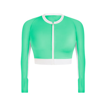 Milena Long Sleeve Cropped Rashguard - Ocean