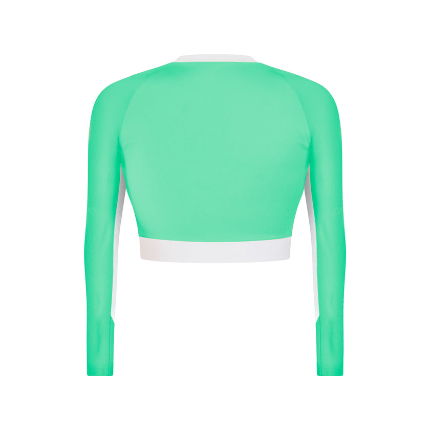 Milena Long Sleeve Cropped Rashguard - Ocean