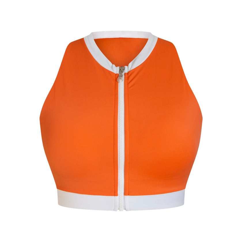 Celine Cropped Short Sleeve Rashguard - Tangerine