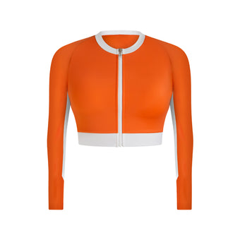 Milena Long Sleeve Cropped Rashguard - Tangerine