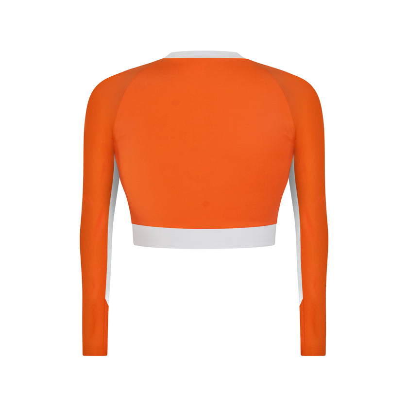 Milena Long Sleeve Cropped Rashguard - Tangerine