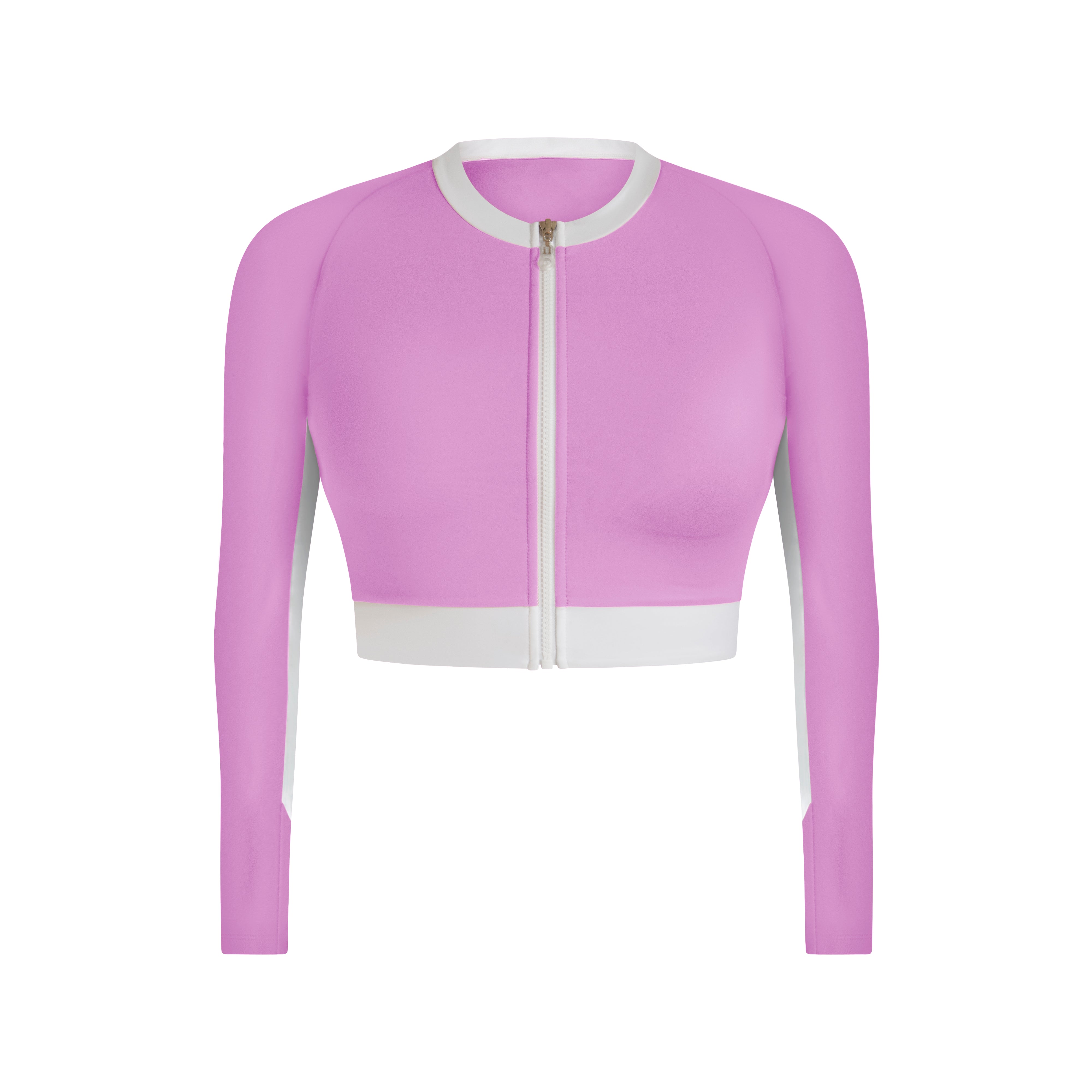 Lilac Long-sleeve Cropped Rash Guard | Water Sports Swimwear ...