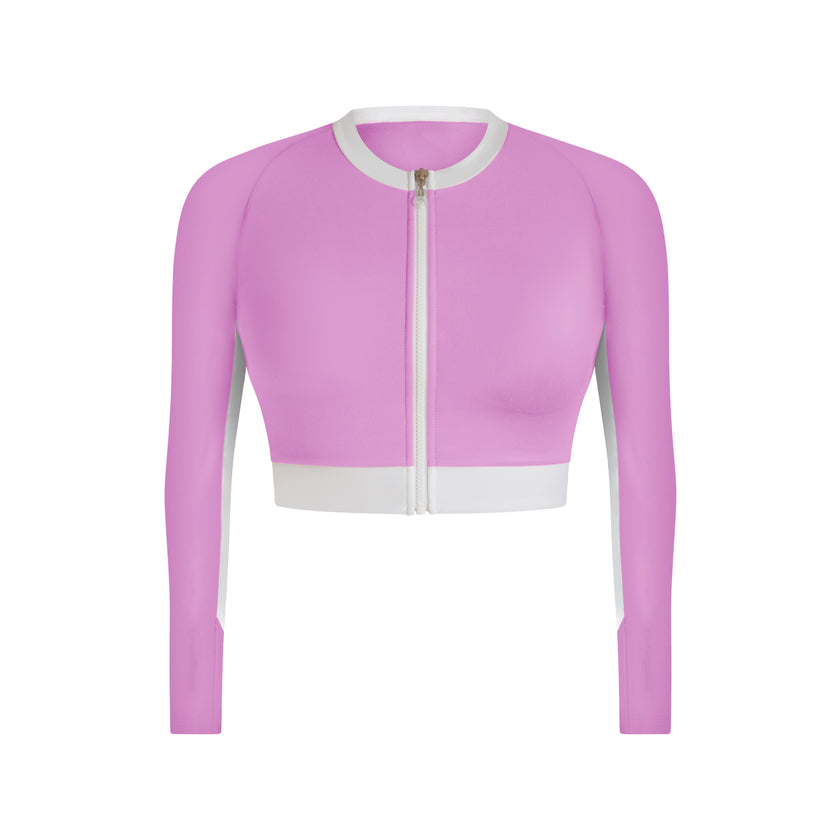 Milena Long Sleeve Cropped Rashguard - Candy
