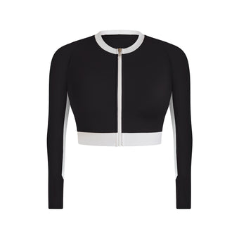 Milena Long Sleeve Cropped Rashguard - Black