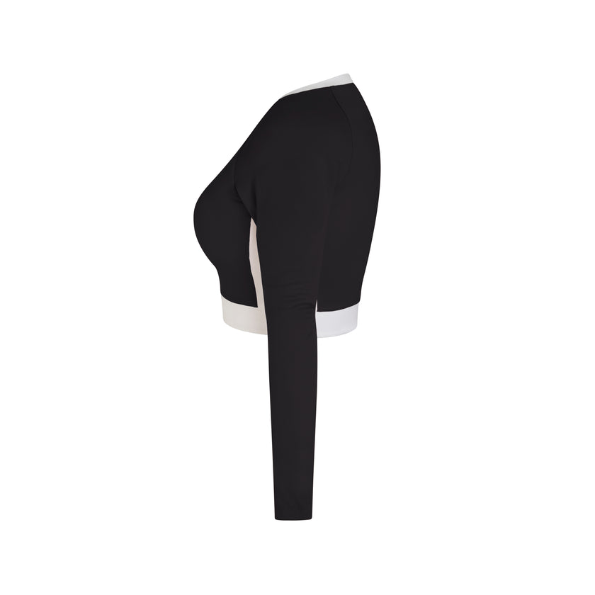 Milena Long Sleeve Cropped Rashguard - Black