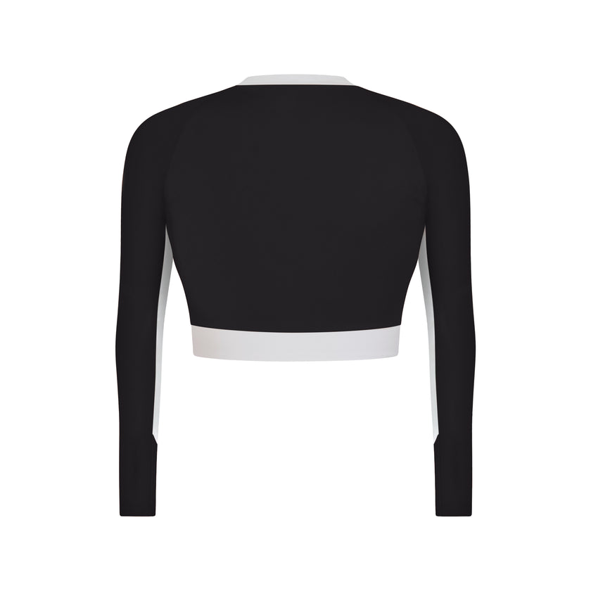 Milena Long Sleeve Cropped Rashguard - Black