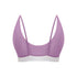 Purple bralette with thin straps on a white background